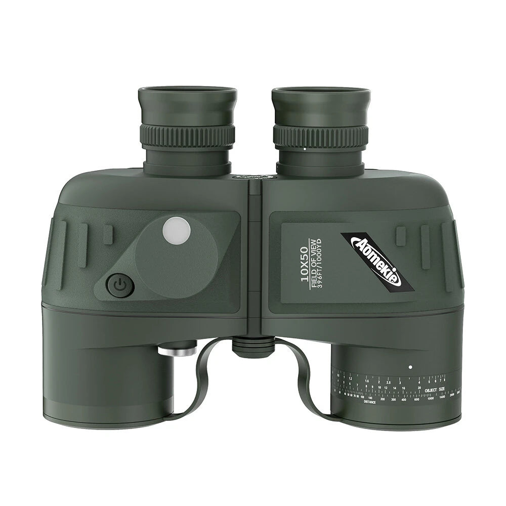 [EU Direct] AOMEKIE Powerful 10X50 Binoculars HD Military Marine Bird Watching Waterproof Telescope With Internal Rangefinder & Compass Telescope Night Vision Binoculos Teleskop AO3015B