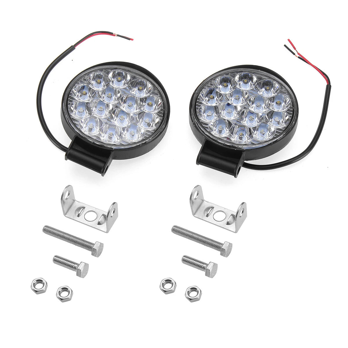 Pair 12-32V 42W LED Work Light Bar Spot Lights Driving Lamp For Offroad Car Truck ATV SUV