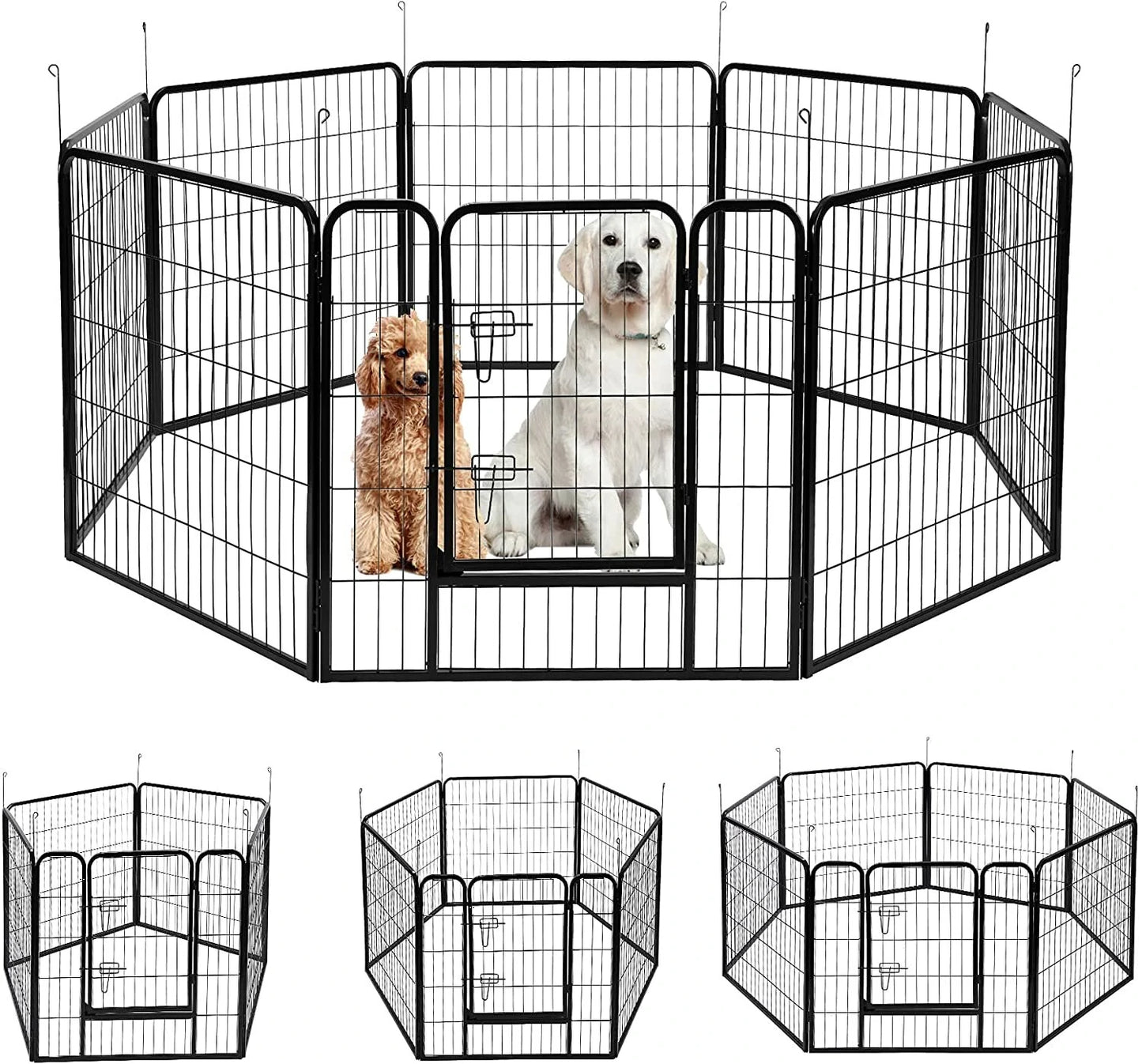 PawGiant Dog Pen 8 Panels 40" Height RV Dog Fence Outdoor Playpens Exercise Pen for Dogs Metal Protect Design Poles Foldable Barrier with Door