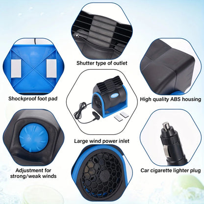 12V Universal Car Bladeless Air Conditioning Fan Car Silent Electric Fan Adjustable Speed Turbo Cooling Cooler Fan