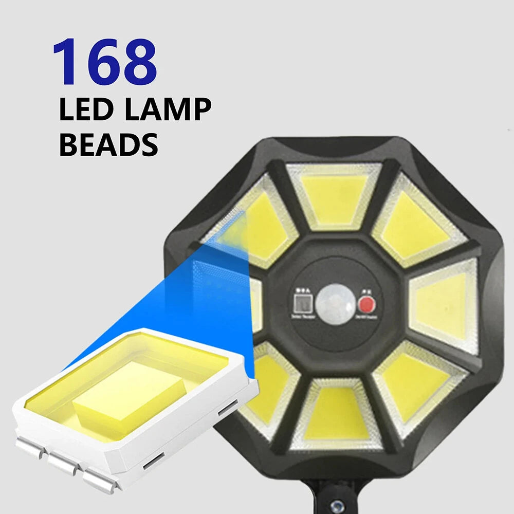 168COB Solar Motion Sensor Wall Light with 360 Rotation Remote Control IP65 Waterproof Outdoor Security Floodlight