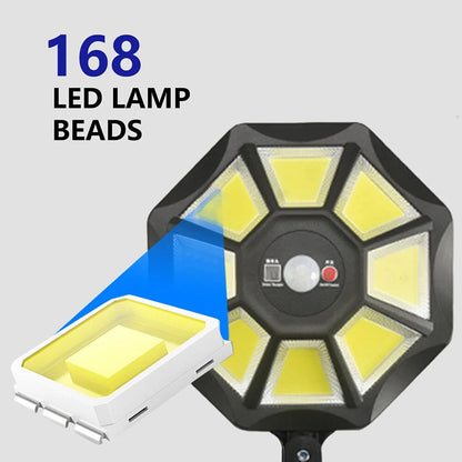 168COB Solar Motion Sensor Wall Light with 360 Rotation Remote Control IP65 Waterproof Outdoor Security Floodlight