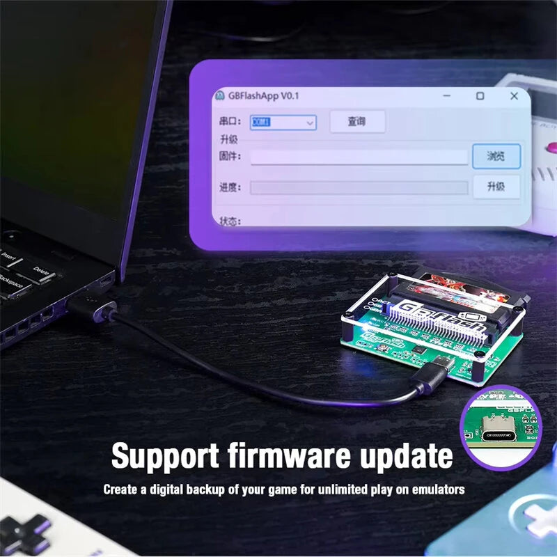 Original GBFlash Game Boy GBflash GBA/GBC Burner Great Design USB Adapter No Screen GBflash Cart And Type C Data Cable