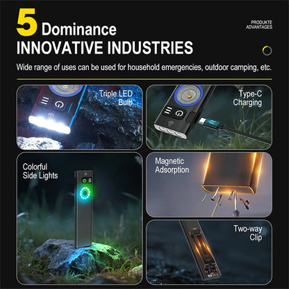 SEEKNITE U8 650LM EDC LED Flashlight Multi Modes Signal Light Moodlight Type-C Rechargeable Work Light Torch with Magnet Waterproof Camping Pocket Lantern