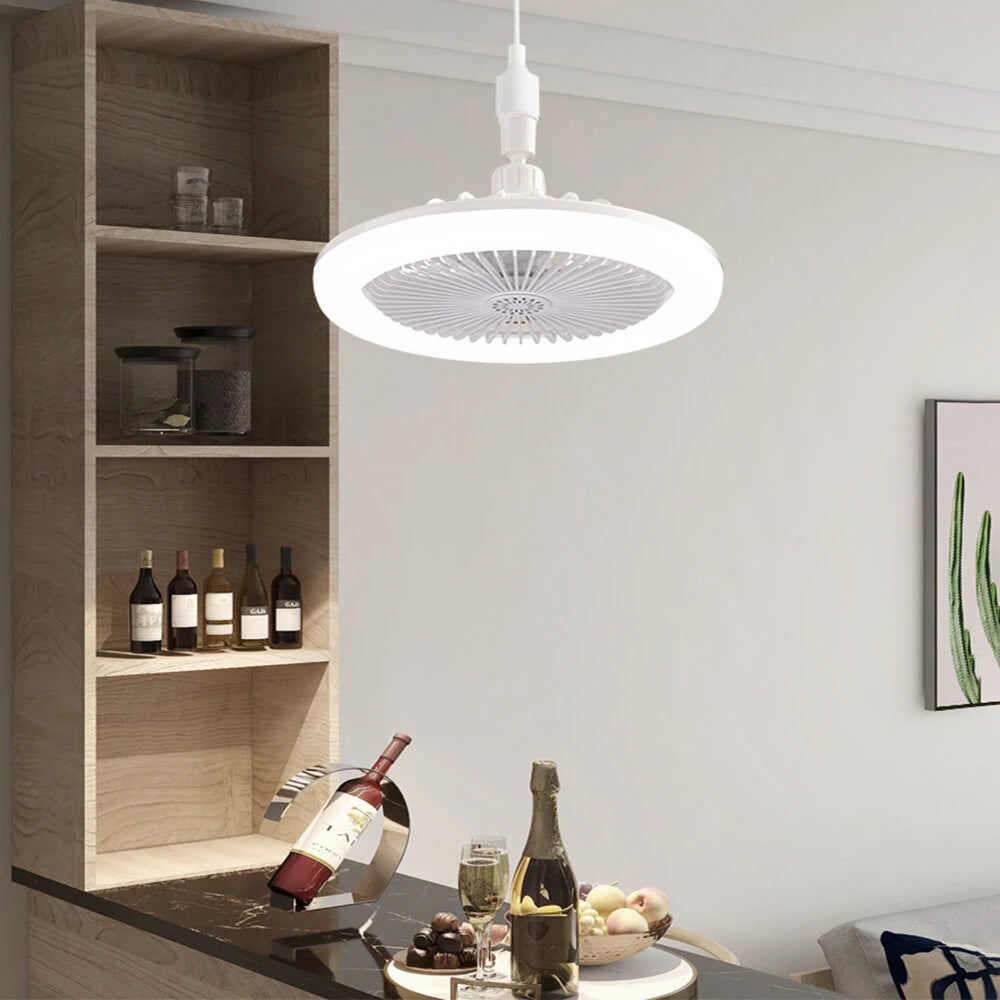 E27 Ceiling Fan Light Brightness & Color Temperature Dimmable 3-Speed Wind with Remote Control for Living Room Dining Room