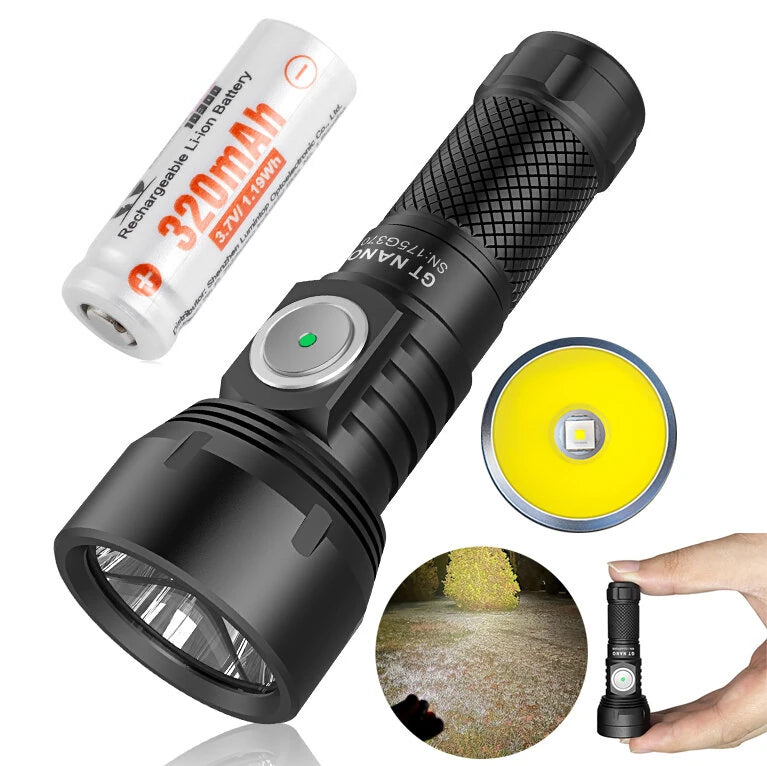 Lumintop GT NANO V3.2 405M EDC Thrower Flashlight with 10300 Battery, Mini Size 720LM High Power Output USB C Rechargeable Mini Torch Powerful Camping Lantern, 10750 Battery Optional