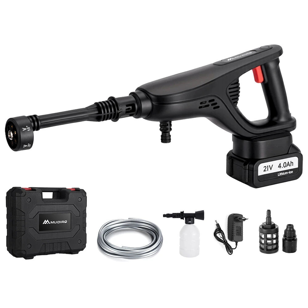 MUDIRO M-BW1 3500W Cordless Pressure Washer with 4.0Ah Batteries,220Bar 1.32 GPM Brushless Motor Portable Pressure Washer with 6 in 1 Nozzles, Power Washer for Cars, Fences, Driveways, Home, Patios