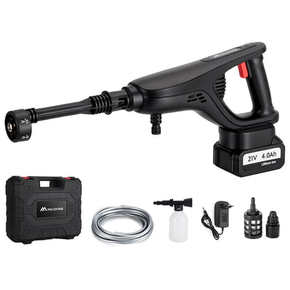 MUDIRO M-BW1 3500W Cordless Pressure Washer with 4.0Ah Batteries,220Bar 1.32 GPM Brushless Motor Portable Pressure Washer with 6 in 1 Nozzles, Power Washer for Cars, Fences, Driveways, Home, Patios