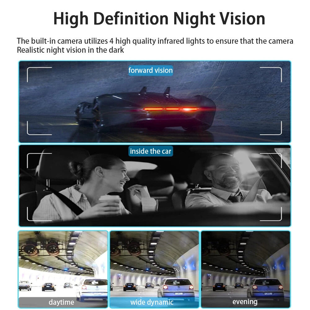 4 Channel 3-Inch IPS HD Dash Cam Night Vision Quad-Recording 1080P GPS Driving Recorder WiFi Connect Accident Recording Lock