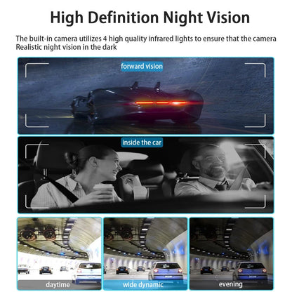 4 Channel 3-Inch IPS HD Dash Cam Night Vision Quad-Recording 1080P GPS Driving Recorder WiFi Connect Accident Recording Lock