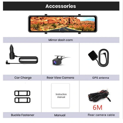 4K+2K Car Rearview Mirror Dash Cam Front Rear Dual Recording with G-Sensor Support Locking Emergency Video