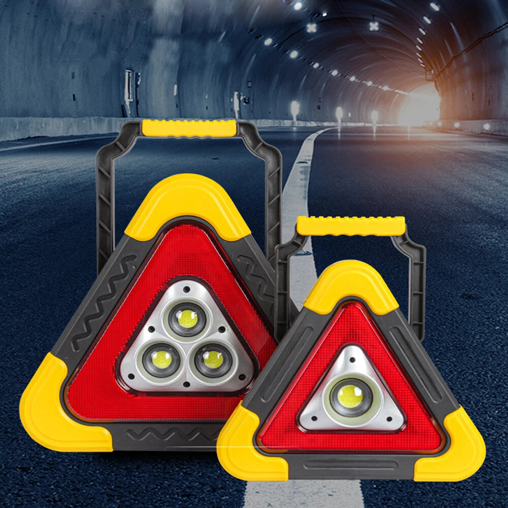 LED Triangle Warning Sign Night Light Warning Lamp Work Light Solar Powered Triangle Warning Sign Lamp With 4  Light Modes
