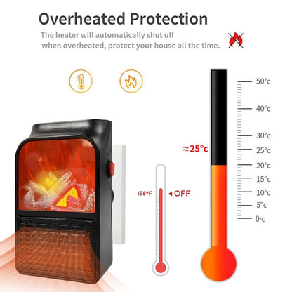 Portable Electric Heater 400W Ceramic Space Heater Plug-in Electric Heater For Home Fan Thermostat Control Fireplace Heater