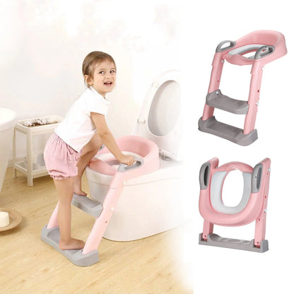 Kids Foldable Auxiliary Toilet Ladder Infant Baby Step Ladder Folding Toilet Child Toilet Ring Supplies