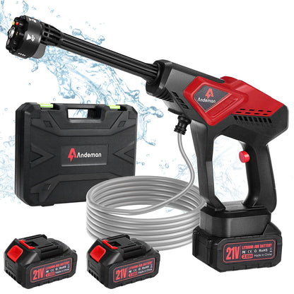 Andeman Cordless Pressure Washer with 2 x 3.0Ah Batteries, 800 PSI 1.5 GPM Portable Pressure Washer with 6 in 1 Nozzles, Power Washer for Cars, Fences, Driveways, Home, Patios