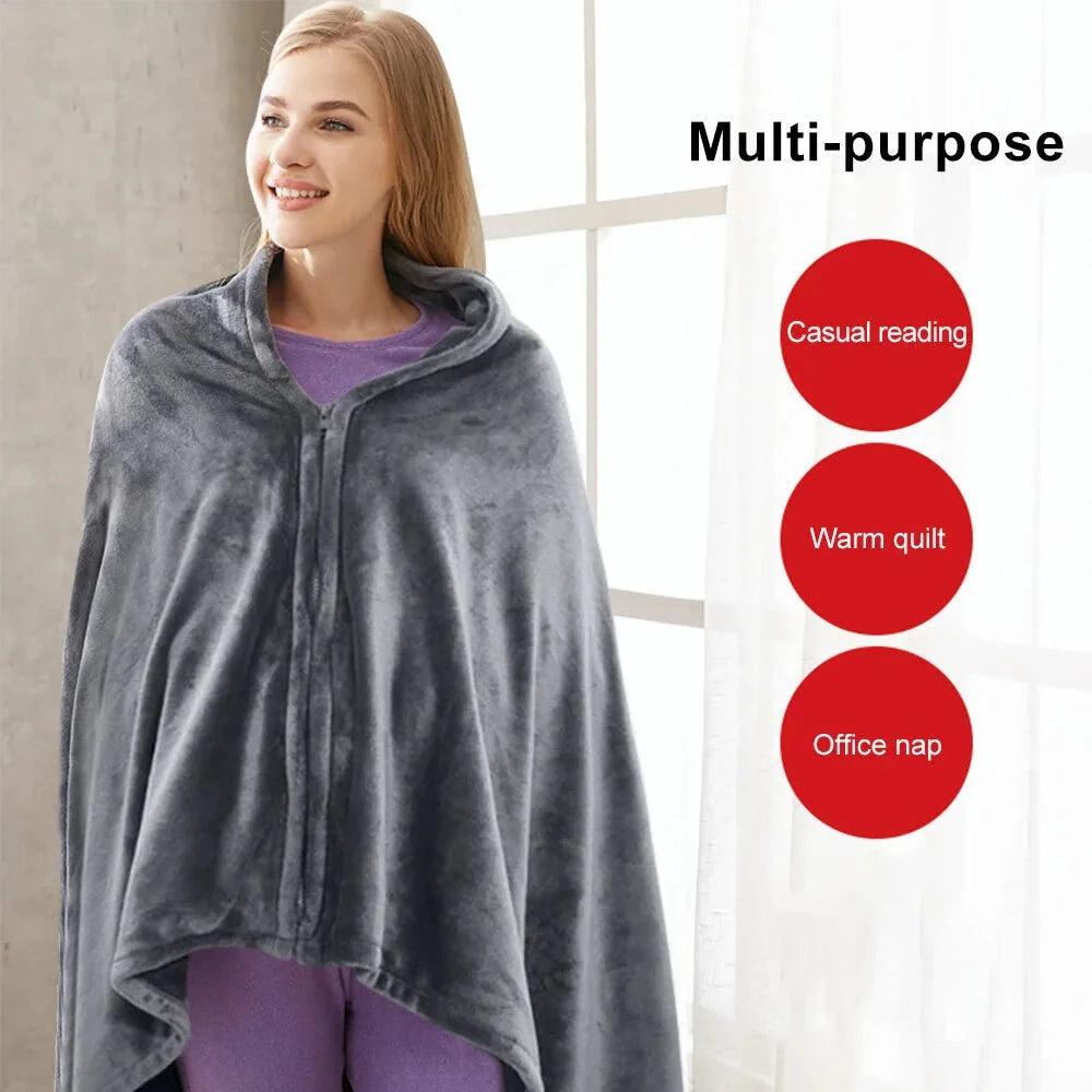 150 X 85cm USB Electric Heating Blanket Heated Shawl Blanket 3 Levels Adjustment Fast Heating Winter Electric Blanket Charging Heating Blanket Office Nap Plus Velvet Warm Heating Shawl