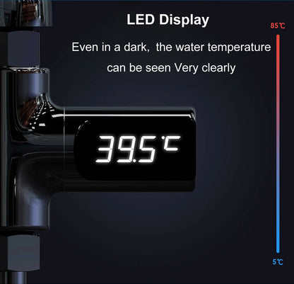 LW-101 LED Display Home Water Shower Thermometer Flow Self-Generating Electricity Water Temperture Meter Monitor Energy Smart Meter  for Baby Care