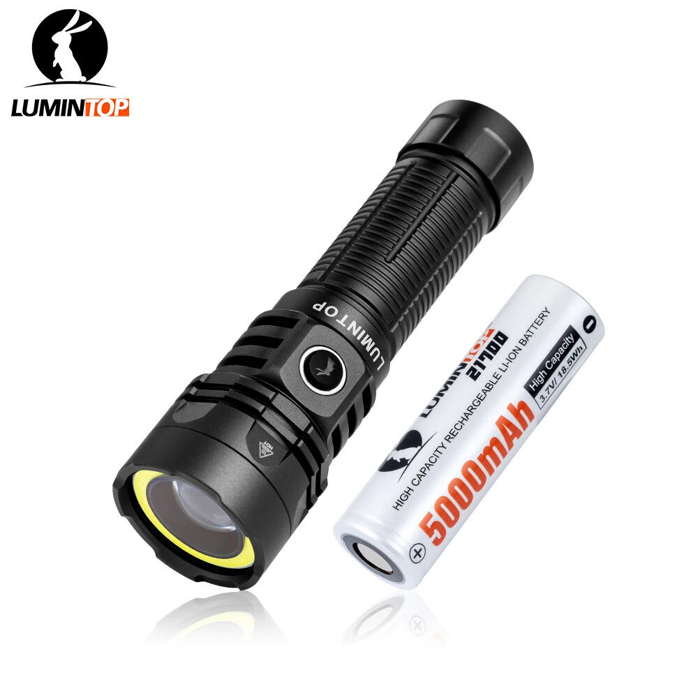 Lumintop W1 MAX 2in1 500 Meters Long Distance Spotlight Flashlight 800LM Bright LED Floodlight with 21700 Battery Magnetic Ttail USB Type-C Rechargeable LED Torhch COB Combo Light