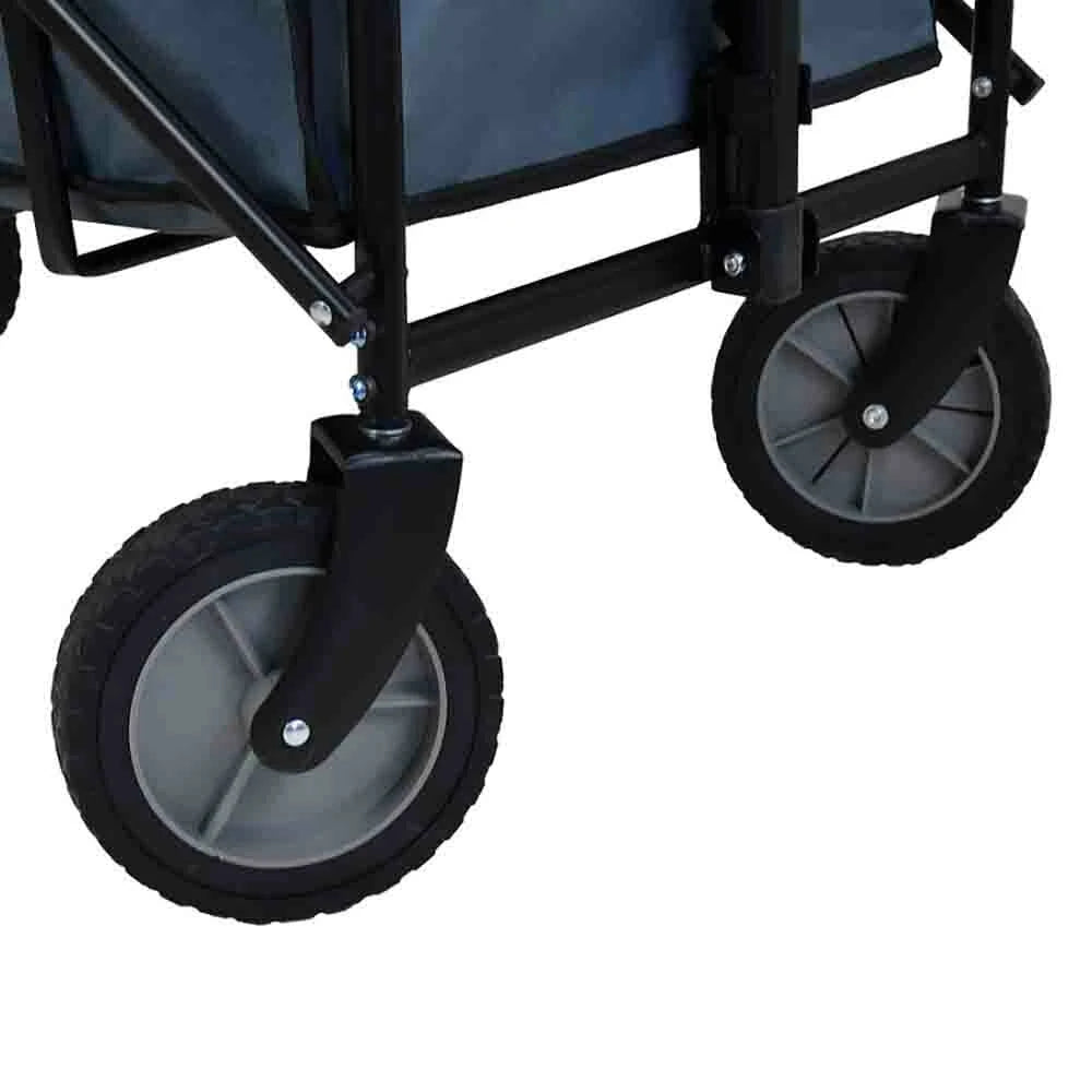 [EU Direct] Folding Camping Wagon Cart Beach Trolley Carts 600D Oxford Cloth Metal Steel Heavy Duty Folding Adjustable Handle Wagon Beach Cart for Outdoor, Camping, Beach, Garden, Shopping-CALTER C-VOZIK-02