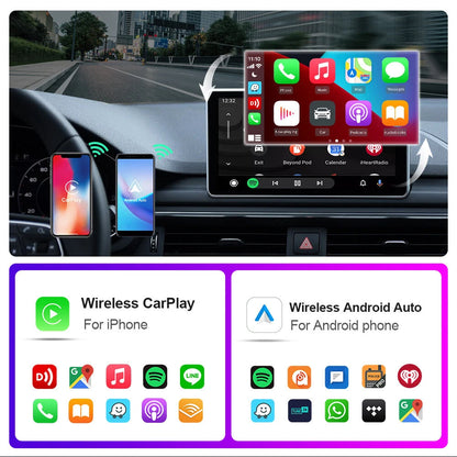 2 in 1 Wired to Wireless CarPlay Android Auto Adapter Plug & Play Voice Assistant with BT 5.0 5GHz WiFi