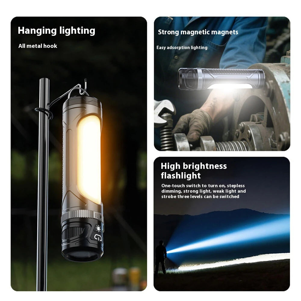 1000LM LED+COB Ultra-Bright Camping Light USB Rechargeable Waterproof Portable Tent Ambient Light with  Emergency Outdoor Magnetic Work Lamp