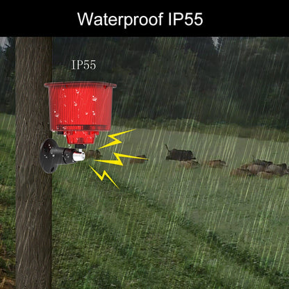 Solar Powered Animal Repeller Infrared Motion Sensor Alarm Light Waterproof Anti-Theft Repellent Anti-Wolf Light Animal Repellent Timed Recording Loud Speaker Sound