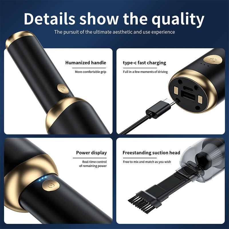 Handheld Vacuum Cleaner P9 Car Vacuum Cleaner 6000mah Wireless Mini Portable Household Multi-Functional with Flashlight, USB Rechargeable Vacuum Cleaner