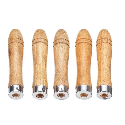 5PCS Wooden File Handles Ergonomic Secure Fit 9cm Length 4mm Diameter Fits 4-6 Inch Files Versatile for Metal Files Wood Rasps Screwdrivers Hand Drills