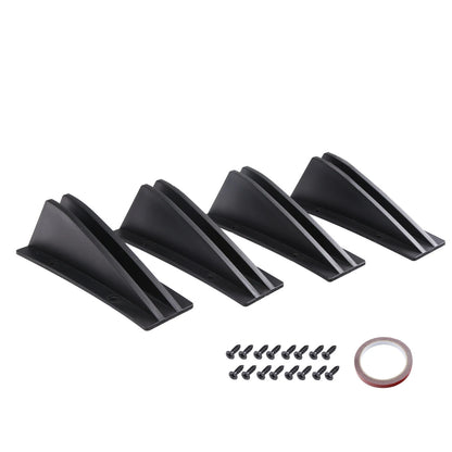 4pcs Universal Lower Rear Body Bumper Diffuser Shark Fin Diffuser Lip Splitter Shark Fins Trim