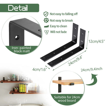 4PCS Wall Mounted Floating Shelves Holder DIY Storage Shelving Display Bracket