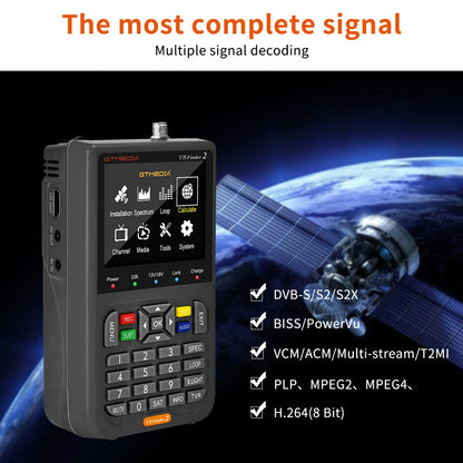 [EU Direct] GTMEDIA V8 Finder2 Celestial Planet Astronomical Finder Signal Meter Built-in 4000mAh Rechargeable Battery HD 1080P 3.5" LCD Compatible For DVB-S2X/S2/S MPEG-2/4 H.264 8 Bit Receiver