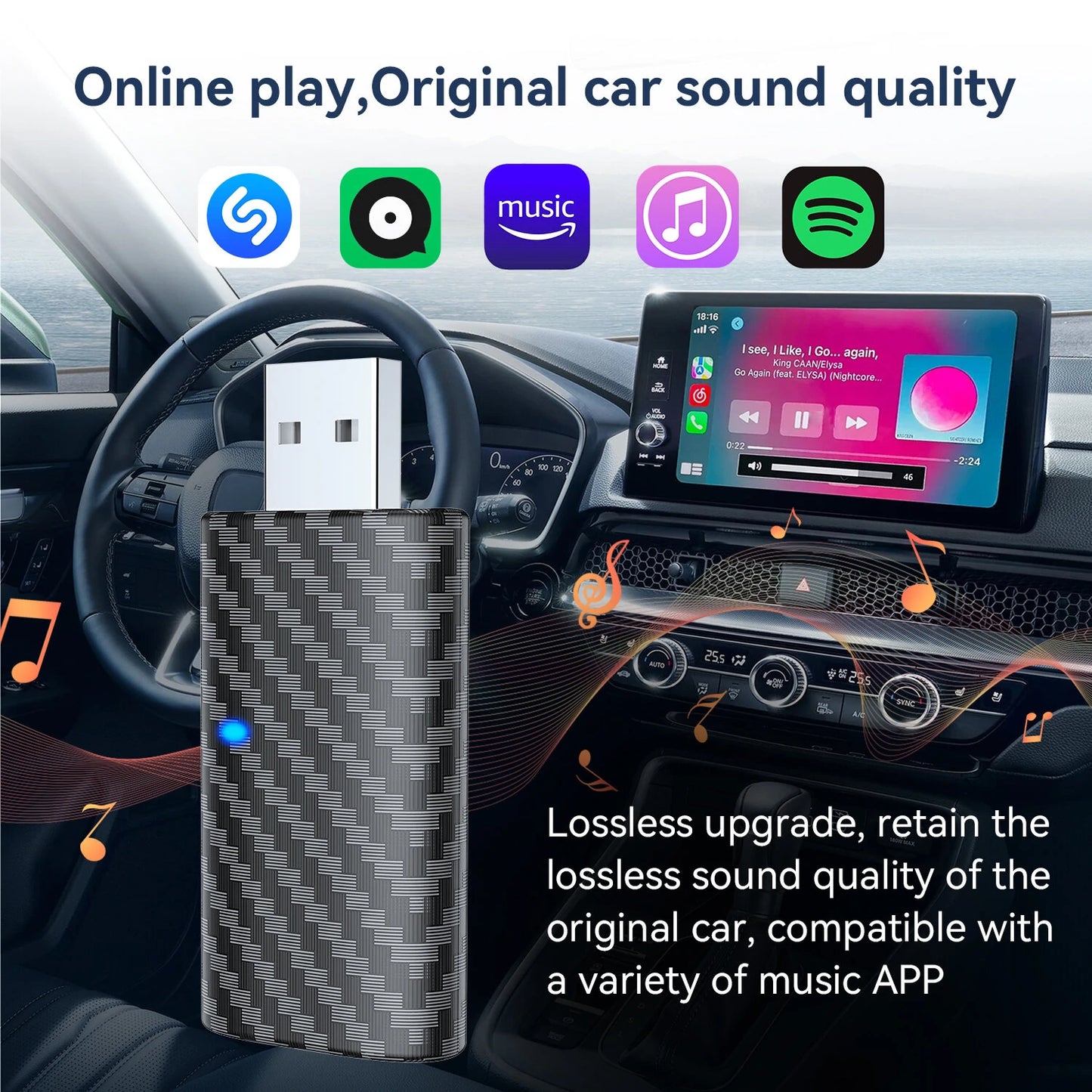 Wireless CarPlay Adapter Original Car Wired Carplay To Wireless Carplay Bluetooth 5.0 Wireless Connection Plug and Play