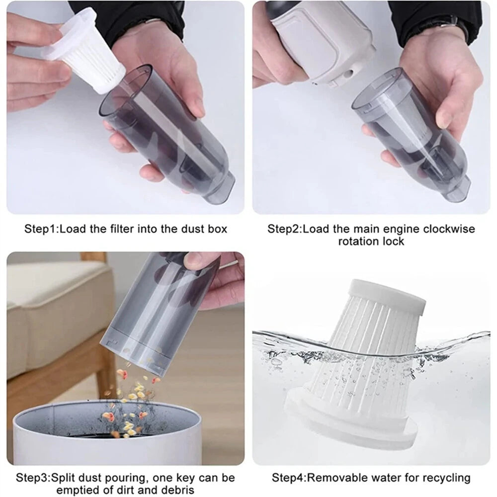 Handheld Vacuum Cleaner 120W 9000Pa Suction 40mins Working Time Portable Car Vacuum Cleaner with Multiple Nozzles for Car Home Office Cleaning