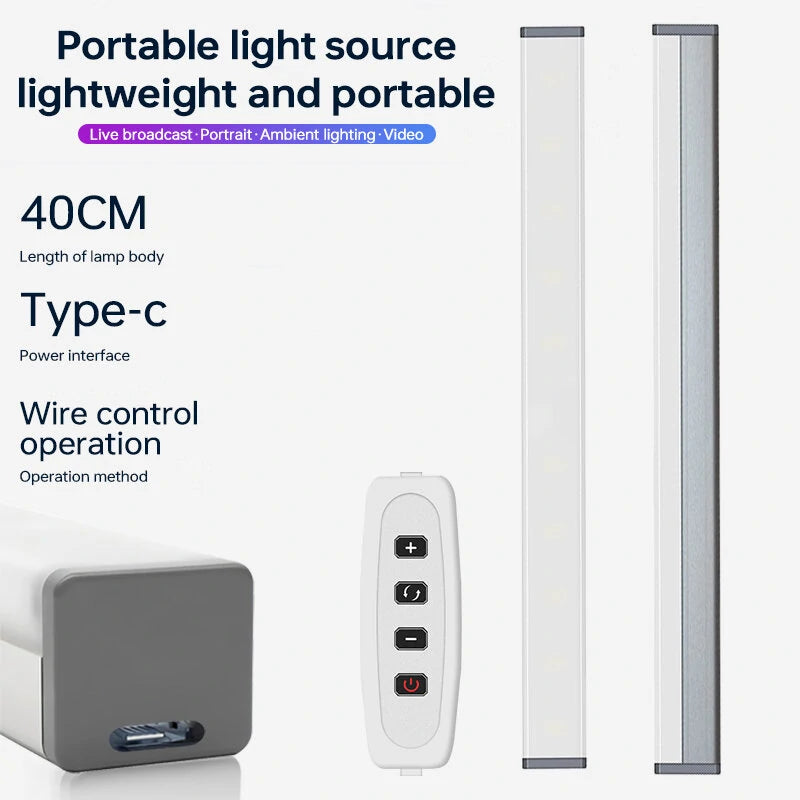 USB Charging 40cm LED Night Light 3 Color Adjustable 80LED 9 Levels Brightness Adjustment for Live Streaming Vlogging Makeup Photography