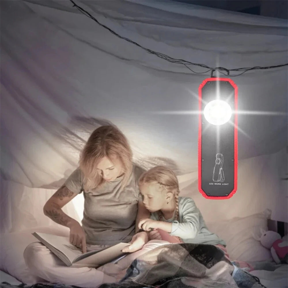 Portable COB LED Flashlight USB Charging Magnetic Lantern Camping Torch Hook Lamp High-Low Modes Lighting Work Light