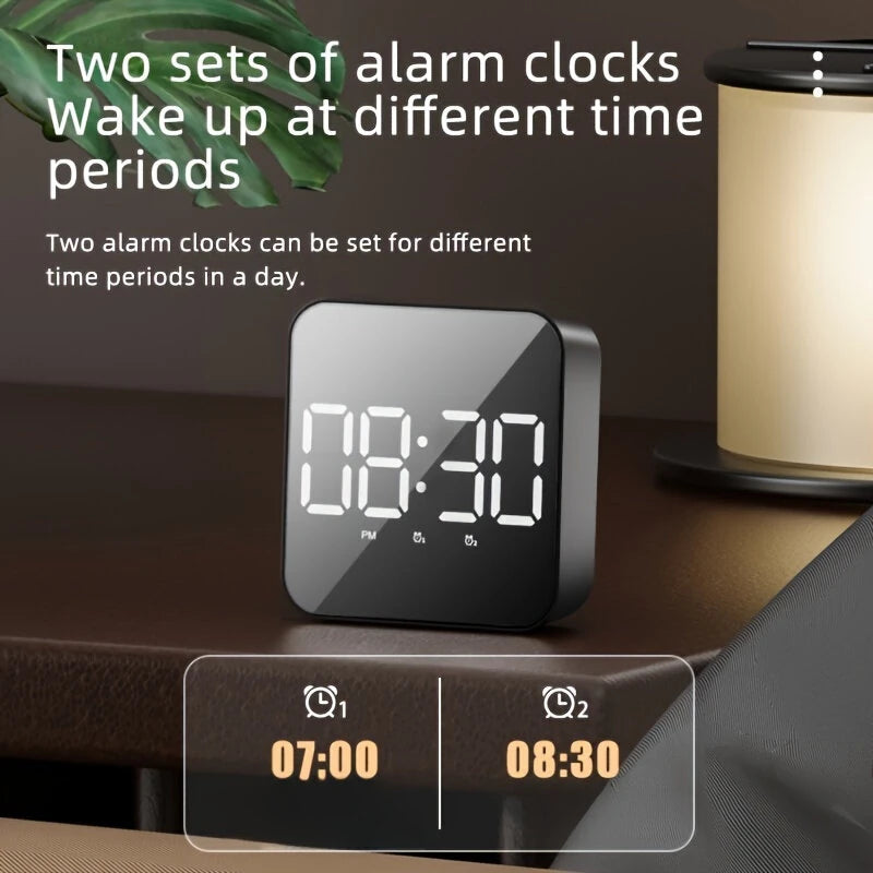 LED Clock Student Alarm Clock Plug-In Dual-Purpose Large Screen Display Digital Clock Voice-Controlled Temperature Clock