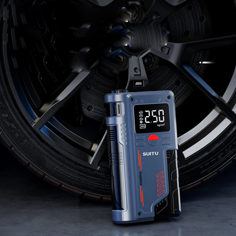 SUITU Jump Starter with Air Compressor Car Emergency Starting Power Supply 150PSI Car Air Pump All-In-One Machine Fast Inflation with LED Lighting