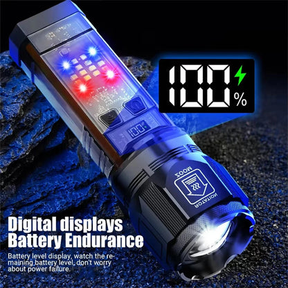Bikight Multi-function Solar LED Flashlight Telescopic Zoom Torch 6 Modes Light Outdoor Emergency Power Bank LED Solar Lantern