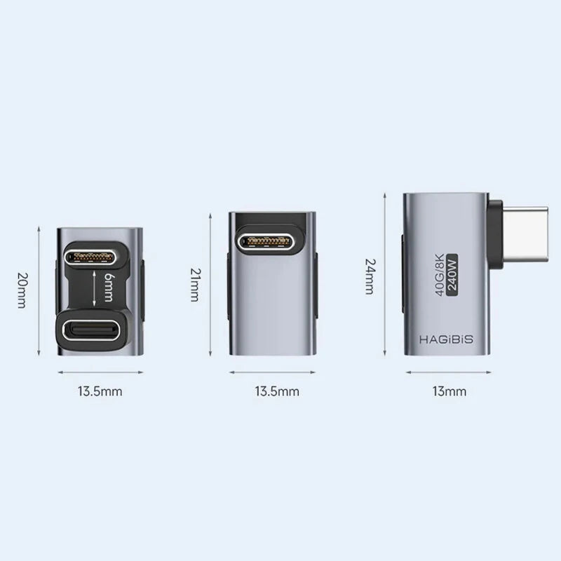 Hagibis 240W USB-C to USB-C Adapter 40Gbps 8K 60Hz 90 Converter USB4 Adapter for Thunderbolt 4/3 MacBook iPhone 16 Pro Tablet