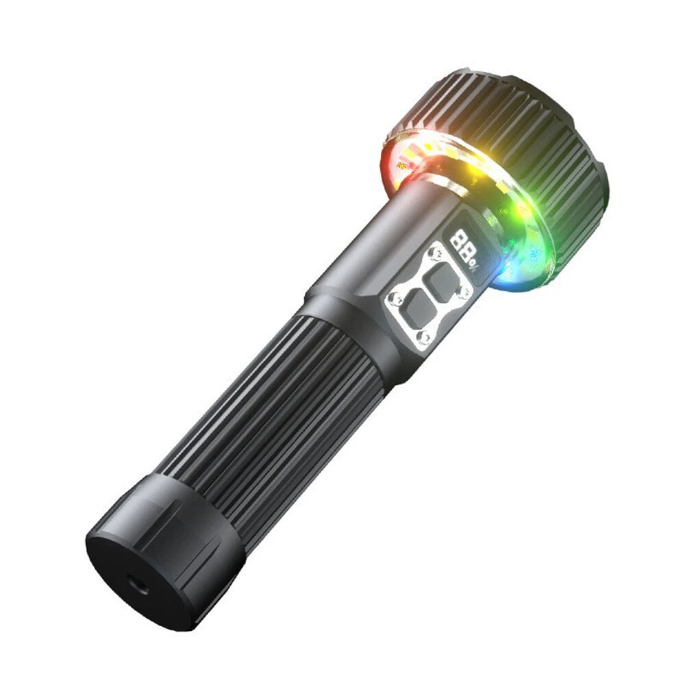 Ultra Bright Aluminum Alloy Flashlight With COB Atmosphere Light Long Endurance Fast USB Rechargeable Portable Light for Outdoor Camping