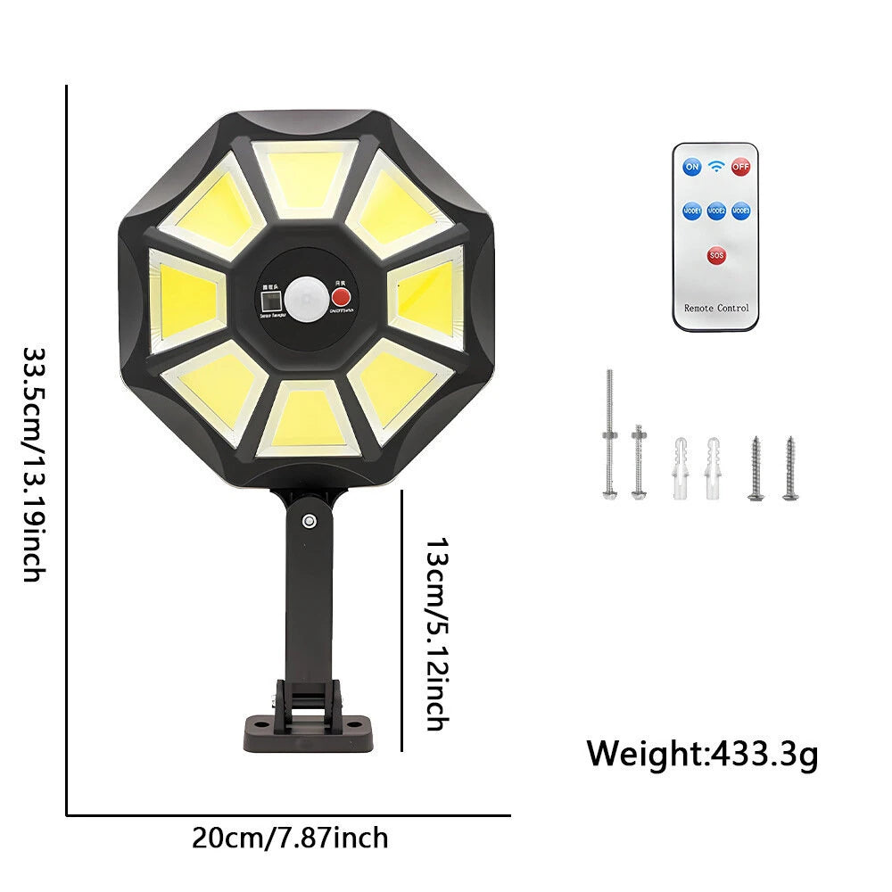 168COB Solar Motion Sensor Wall Light with 360 Rotation Remote Control IP65 Waterproof Outdoor Security Floodlight