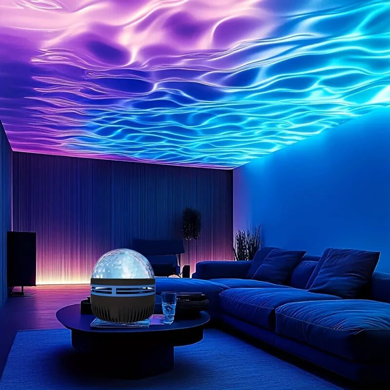 LED Ocean Wave Projector LED Night Light USB Rechargeable Ripple Atmosphere Lamp for Bedroom, Home Theater, Room Decoration, Holiday Gift, Wedding