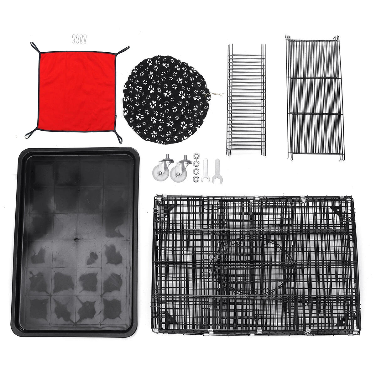 PawGiant 4-Tier Cat Cage, Cat Playpen Kennel Crate Chinchilla Rat Box Cage Enclosure with Ladders, Platforms Beds, Latches Tray Hammock