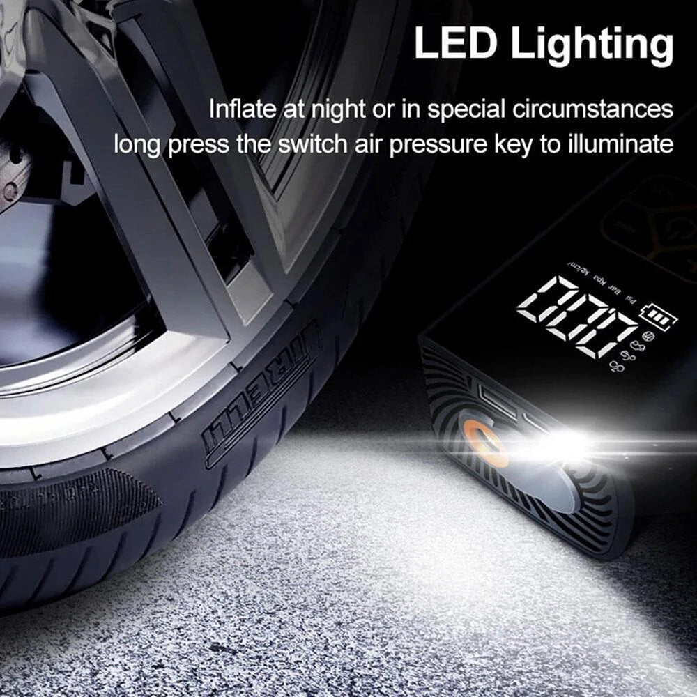 7.4V 60W Portable Car Tire Air Pump Rechargeable LCD Display Car Air Compressor Inflator For Motorcycles Bicycle Boat Tyre