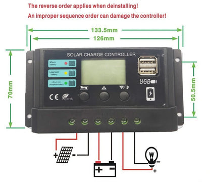 12V 24V 10A 20A 30A 40A 50A PWM Solar Charge Controller LCD Display