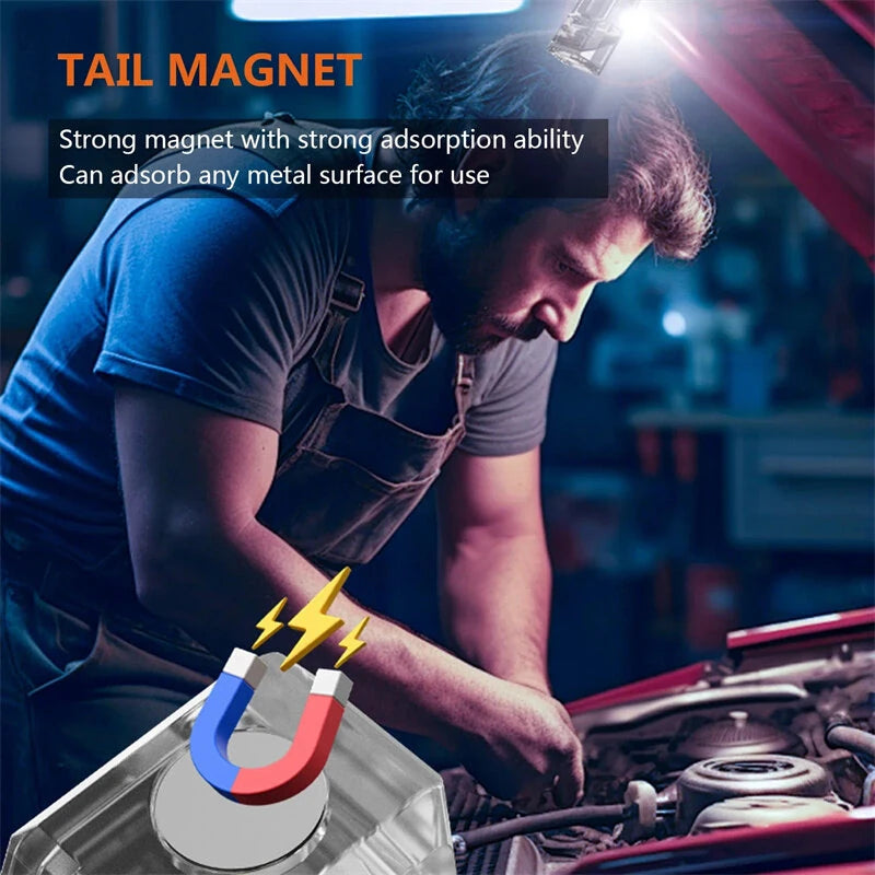 90 Rotatable Dual Light Source Mini LED Flashlight with UV Light COB Sidelight Fluorescent Shell Magnet Tail, USB Rechargeable Pocket Torch Light, Hat Clip Light, Power Display, Portable Work Light for Camping Fishing Walking