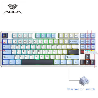 AULA F87 Pro V2 Custom Mechanical Keyboard with LED Matrix Display Gasket Structure Wireless Tri-Mode 80% Layout RGB Hotswap Keys 8K Return 10000mAh Esports Gaming Keyboard