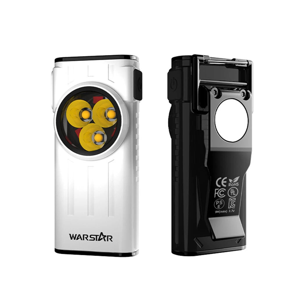 Warstar WT3 260LM EDC LED Keychain Flashlight With White Red Light Type-C Rechargeable Portable Mini Torch Work Light with Magnet for Camping Hiking and Emergency Use