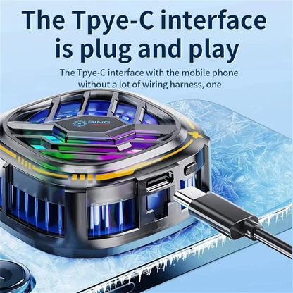 2-in-1 Magnetic Mobile Radiator Cooling Fan for iPhone Tablet Galaxy Huawei Mobile Phone Tablet Computer General Game Cooling