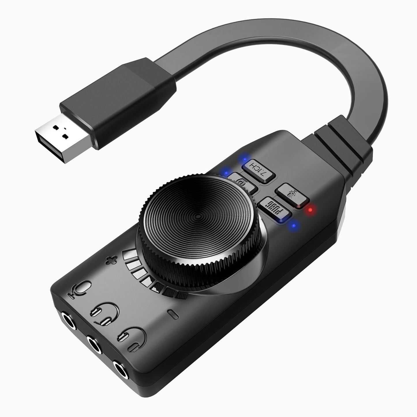 PLEXTONE GS3 USB 7.1CH Computer Game Sound Card with Volume Knob External Gaming Audio Card 3.5mm USB Adapter Plug and Play for PC Laptop PUBG